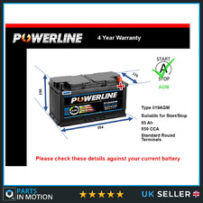 AGM Car Battery fits ROLLS ROYCE WRAITH PHANTOM CULLINAN GHOST 6.6 6.75 2003 on