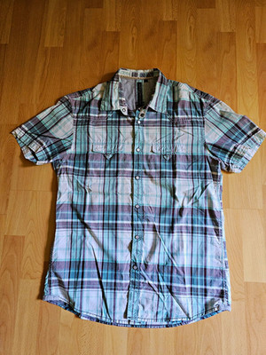 TOM TAILOR Denim Herren Freizeithemd kurzarm kariert Button-Down L Taschen