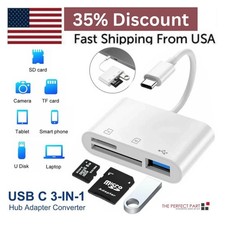 USB C 3-in-1 Hub Type-C Adapter SD TF Card Reader for MacBook Pro Laptop