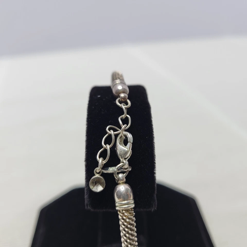 "Brazalete de cadena de malla tono plata Avon Nina Ricci 3 estaciones de circonita cúbica 7,5"" ajustable" Foto 4 de 4