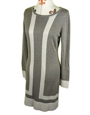 Premise Sweater Dress Women's S Stretch Career Party Cashmere Blend Gray Stripe