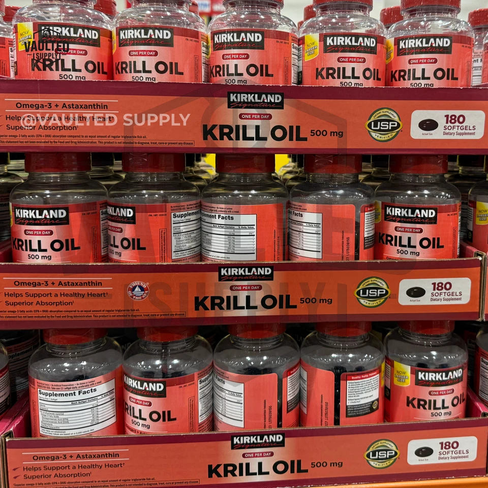 Aceite de krill Kirkland 500 mg, 180 cápsulas blandas • Omega-3 + astaxantina caducidad enero / 2027 Foto 4 de 4