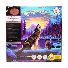 New - Craft Buddy D.I.Y Crystal Art Medium Framed Kit - Howling Wolves - Ages 8 