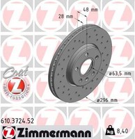 2X Bremsscheibe Sport Z Zimmermann 610.3724.52 FüR S90 225 Volvo V60 V90 2 234 3