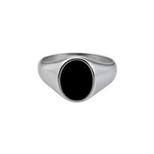 Natural Black Onyx Gemstone Men's 925 Sterling Silver Handmade Signet Ring B 537