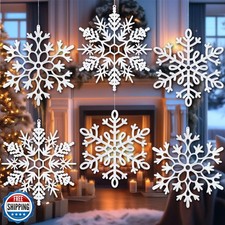 8Pcs Large White Snowflake Ornaments, 12''Big Plastic Christmas O