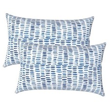 Outdoor Lumbar Pillow Covers ONLY, Patio 20" x 12" Pack of 2 Pebble Blue