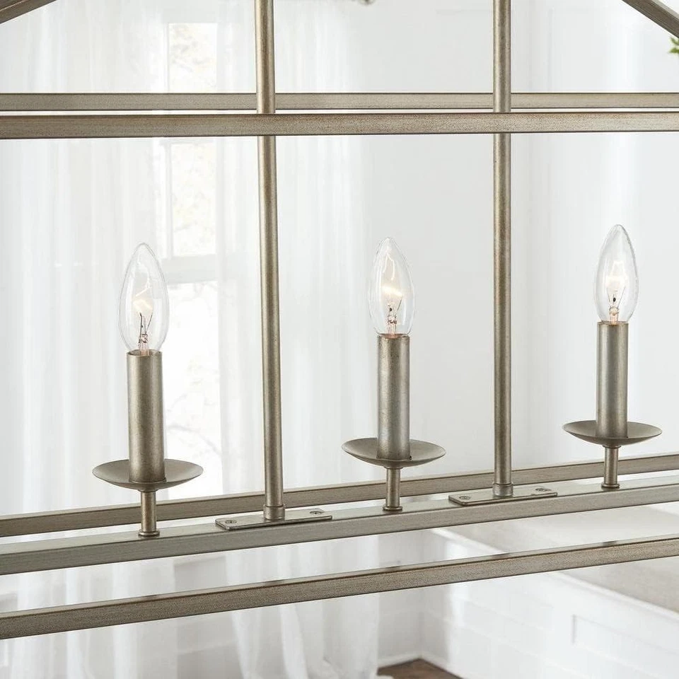 Weyburn 36 in. 5-Light Brushed Nickel Farmhouse Linear Chandelier Light Fixture - Image 4 of 4