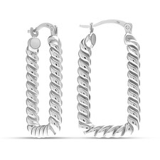 LeCalla 925 Sterling Silver Twisted U-Shape Hoop Earrings for Women Teen 33mm
