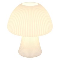 Tischleuchte Pilzform Nachttischlampe Schlafzimmer Schalter Glas Weiß H 32 Cm