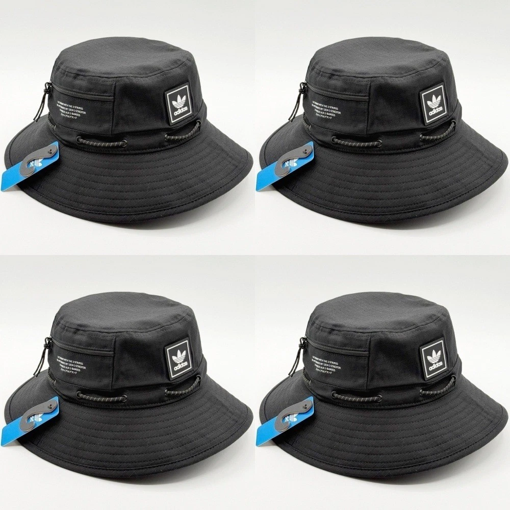 (LOT OF 4) Adidas Originals Utility 2.0 Boonie Bucket Hat Stash Pocket Black NEW