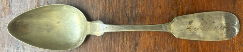 N. Matson PURE COIN Silver Teaspoon – 6” – c.1850 – Hand‑Engraved “E. Allen"