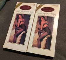 2 Pair Vintage Victoria's Secret Silky Daywear Sheer Pantyhose Control Top Tall