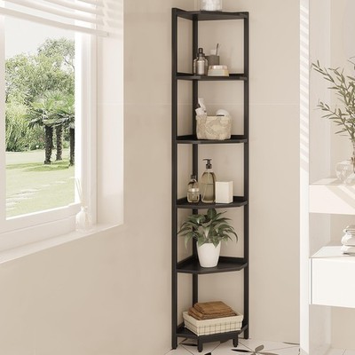 Hzuaneri Corner Shelf Stand 6-Tier Corner Bookshelf Storage Standing Shelf