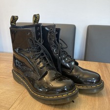 Dr. Martens Black  Patent Leather  Ankle Boots UK 6 Ladies DAMAGED 1 HAS A RIP
