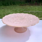 Vintage PINK Fenton Milk Glass Spanish Lace Cake Stand Pedestal Base