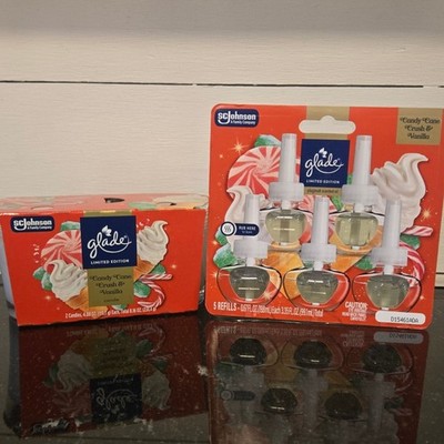 Glade Candy Cane Crush & Vanilla candle & PlugIns Scented Oil Refills  NEW lot
