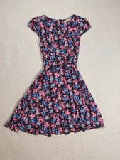Billie & Blossom size 12 floral skater dress pink blue black tea dress summer