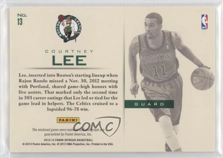2012-13 Panini Intrigue Auto Jerseys /25 Courtney Lee #13 Auto - Image 2 of 2