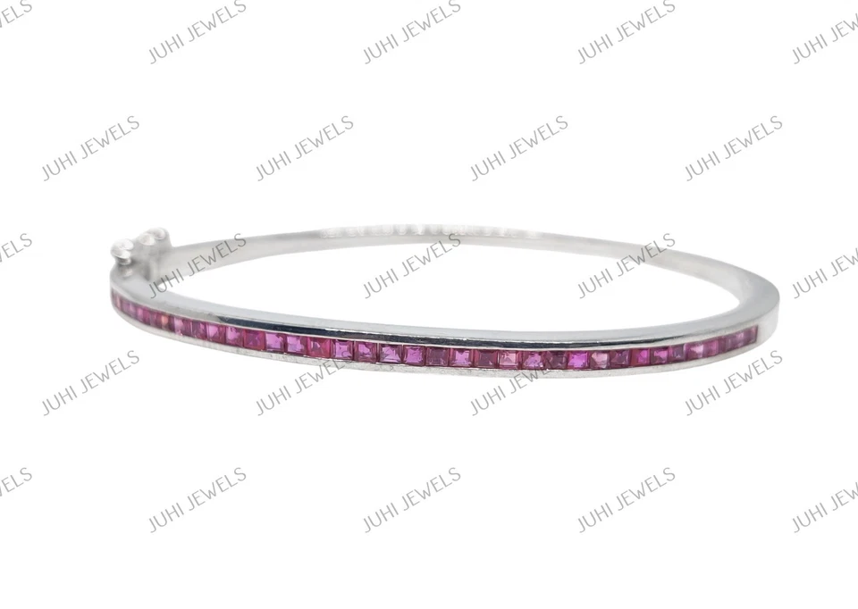 Natural Ruby Bangle Bracelet 925 Silver Ruby Bangle Pink Ruby Bridal Bangles - Image 3 of 4
