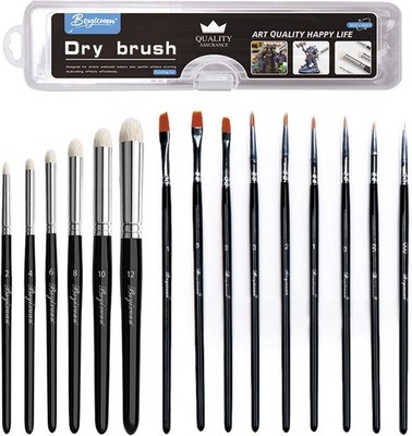 Pinselset 15 Stück 6 Drybrush 9 Feine Detailing für Modellbau Warhammer 40k