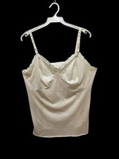 VTG Shadowline Camisole 40 Cream Nylon Lace Accents Adjustable Straps USA