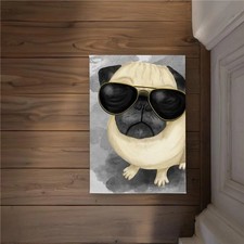 Begin Home Decor CODM1724DWROB3 17 x 24 in. Pug with Style - Kids Art Bedroom...