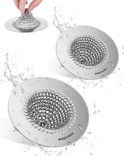 2 PCS Kitchen Sink Drain Strainer, Flippable Mesh Sink Strainer, 304 Stainles...