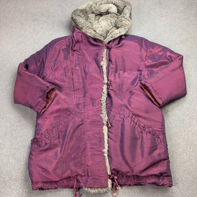 Puffer Jacke Damen X Large lila Daunen Ski Outdoor Y2K 90er Kapuze Mantel Lady