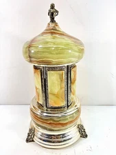Vintage Marble Cigarette Dispenser Music Box Rotating Carousel Tested Works