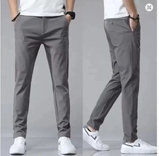 Men’s Luxury Golf Black Trousers Ultra-Thin Slim Fit Stretch Casual Pants 2025uk