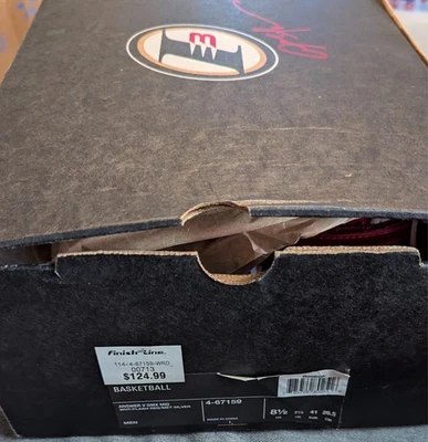 Allen Iverson Reebox Answer V Red/White NIB size 8/12 - Photo 1/4