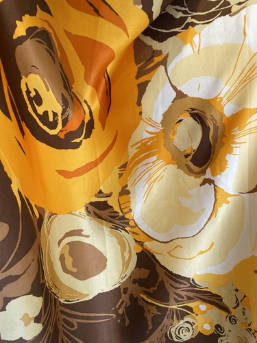 Vintage Silk Square Scarf Large Flower Pattern Bohemian Earth Tones China #A121 - Picture 6 of 6