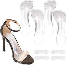 2 Pairs 3/4 Gel High Heel Insoles and 2 Pairs Heel Pads for Shoes, Self-Adhesive