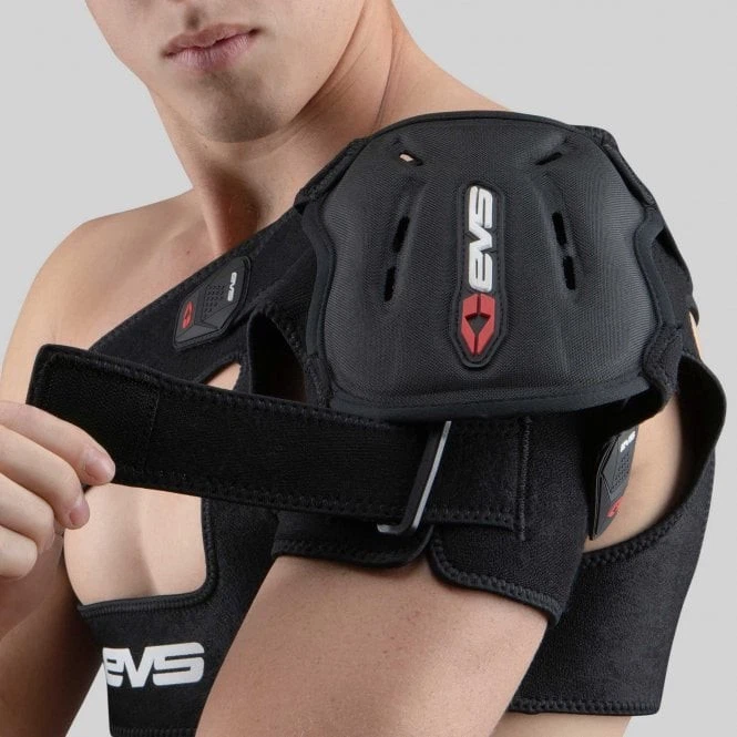 EVS Adult MX/MTB Shoulder Brace Support - SB04 w/Protection Guard - Black - Image 4 of 4