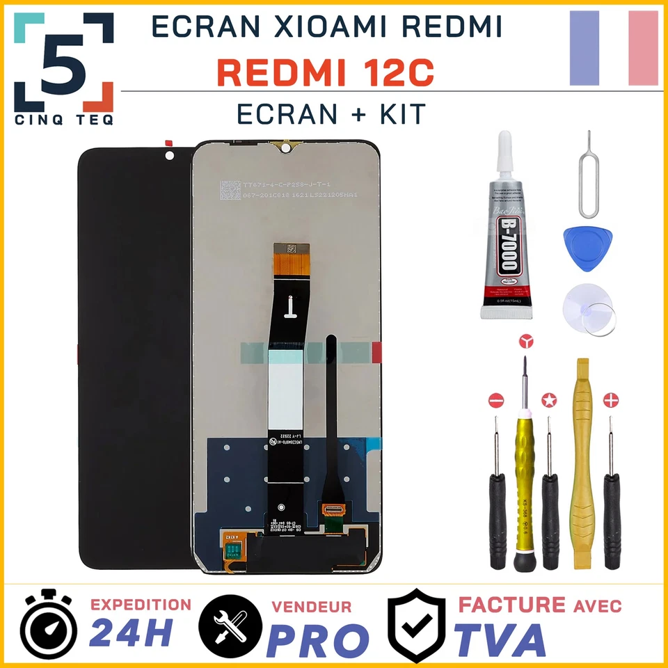 CINQ TEQ Ecran LCD Remplacement pour XIAOMI Redmi 12C / 22120RN86G + Colle + Outils