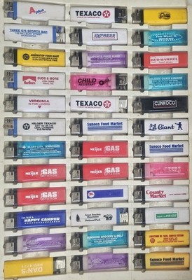 Vintage Lighter Display Collection Lot of 36 Scripto Laff-Lite Advertising Set 