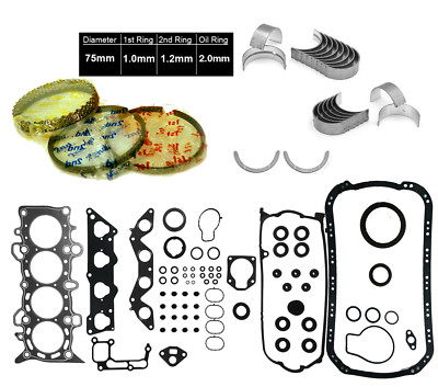 Jeep 4.0//242 Engine Rering Kit MOLY Rings+Gasket Set+Rod//Main Bearings 1991