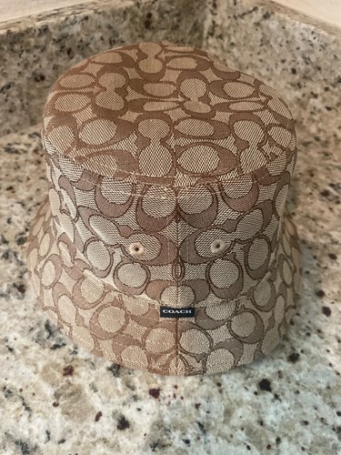 COACH Signature Monogram Jacquard Tan and Brown Bucket Hat