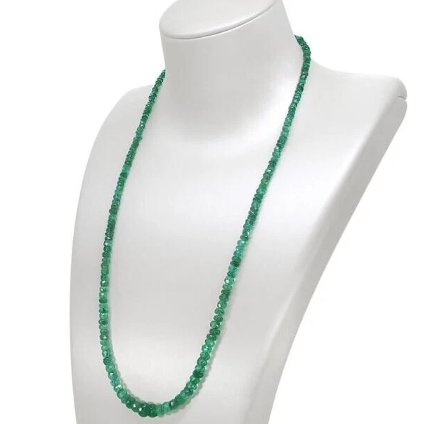 Collar de cuentas de esmeralda, collar de cuentas de esmeralda facetadas de microcorte, cuentas de 3 a 6 mm Foto 3 de 4