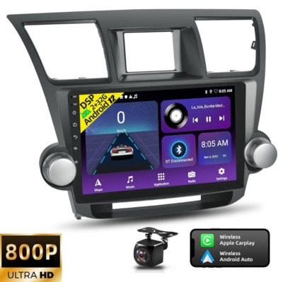 Carplay For 2008-2012 Toyota Highlander Wireless GPS Android 12 Car Stereo Radio
