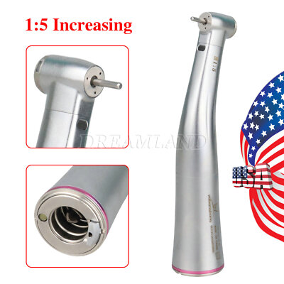 Dental LED 1:5 Increasing Fiber Optic Contra Angle Handpiece Upgraded 2019 USA