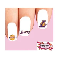 Waterslide Nail Decals Set of 20 - Los Angeles Lakers Basketball Assorted