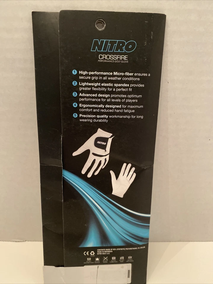 NEW Nitro Crossfire Performance Golf Glove Men's Left Hand Color White black L - Image 2 of 2