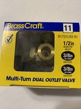 BRASSCRAFT R1701LRX-R1 MULTI-TURN DUAL OUTLET VALVE 1/2 FIP IN x 3/8 x 3/8 BRASS