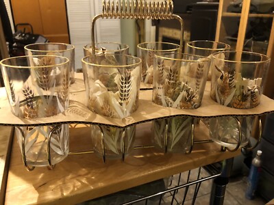 Set Of 8 Vintage Mid Century Lincoln Foods Design Barware Set UNUSED IN BOX