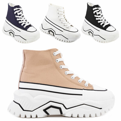 Damen Turnschuhe Plateau Schnürer Keilabsatz Sneaker TOOCOOL PP16