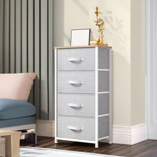 TAUS 4 Drawers Fabric Dresser Tall Storage Tower Chest of Drawers for Bedroom