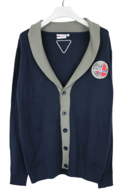 Nebulus Cardigan Nevis Navy Sweater Mens XL Shawl Collar Button Knit