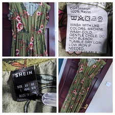 Women's Maxi Dress Shein Size L Green Mix 100% Rayon Length 54"